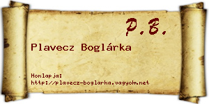 Plavecz Boglárka névjegykártya